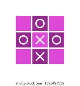 Tic tac toe mini game vector  illustration, purple color design