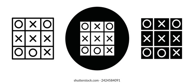 Tic tac toe outline icon collection or set. Tic tac toe Thin vector line art