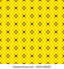 Tic Tac Toe Seamless Pattern en la ilustración del vector de fondo amarillo