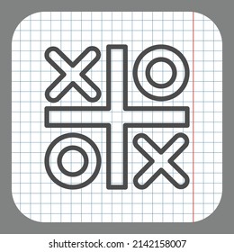Tic tac toe simple vector de icono. Diseño plano. En papel gráfico. Fondo gris.ai
