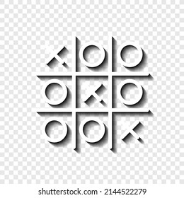 Tic tac toe simple icon. Flat desing. White with shadow on transparent grid.ai