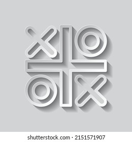 Tic tac toe simple vector de icono. Diseño plano. Estilo de papel con sombra. Fondo gris.ai