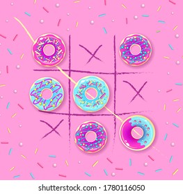 pata de tac con donuts dulces. Ilustración vectorial. Fondo dulce