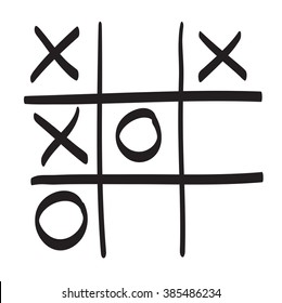 Tic Tac Toe Vector Hand Drawn Illustration