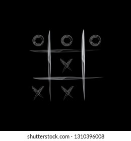 Tic Tac Toe (Win). Smoke brush style vector isolated on a black background