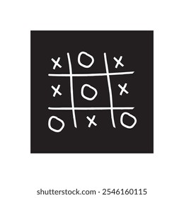 Tic tac toe xo game hand drawn grid doodle template vector illustration isolated on white background. Dirty grunge line tic tac toe game symbols.