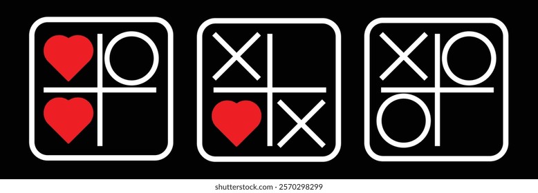 Tic tac toe xo game hand drawn grid doodle template vector illustration set isolated background. Game tic tac toe icon.