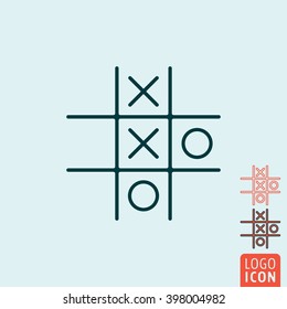 Tic tac toe XO icon. Noughts and crosses board game icon isolated. Vector illustration