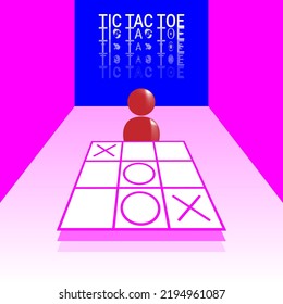 tic tac toes. traditional game designed with metaverse concept