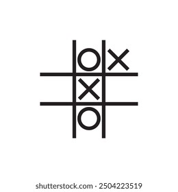 Tic tac tou Spiel einfaches Design flach Symbol Vektorgrafik. Klassisches, altes Strategiespiel. 