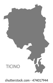 Ticino Switzerland Map grey