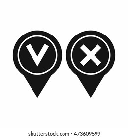 Tick affirmative and negative icon in simple style isolated on white background. Click and choice symbol