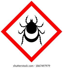 Tick alert warning sign on white background