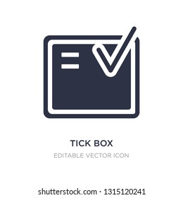 tick box icon on white background. Simple element illustration from UI concept. tick box icon symbol design.