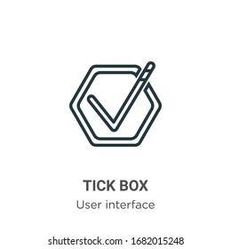Icono de vector de contorno de cuadro. Icono de caja negra de línea delgada, ilustración de elemento simple vector plano del concepto de interfaz de usuario editable trazo aislado en fondo blanco
