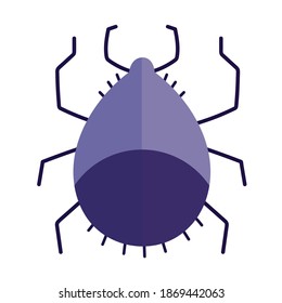 tick bug animal in cartoon flat icon style vector illustration