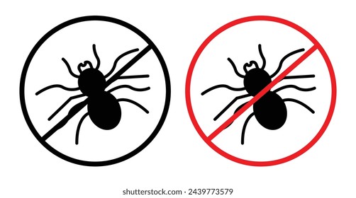 Tick and Bug Prohibition Sign. No Mites or Insects. Pest Control and Disinfection Required