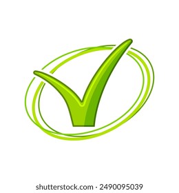 tick check mark cartoon. right sign, correct symbol, list ok tick check mark sign. isolated symbol vector illustration