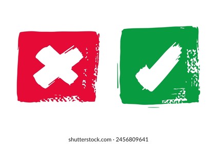 Tick, Check mark and cross mark 7 on a white background, vector illustration.