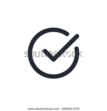 Tick or check mark editable stroke outline icon isolated on transparent background flat vector illustration. Pixel perfect.