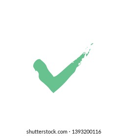 Tick check mark, hand drawn grunge brush style. Symbol of approval.