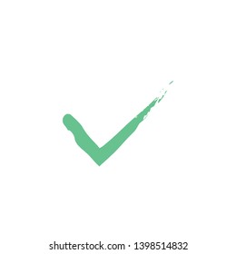 Tick check mark, hand drawn grunge brush style. Symbol of approval.