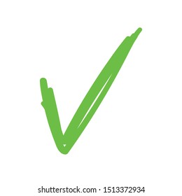 Tick check mark icon. Hand drawn doodle vector.