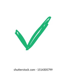 Tick check mark icon. Hand drawn doodle vector.