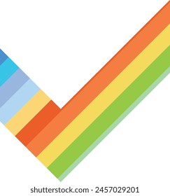Häkchen- oder Häkchen-Symbol mit Regenbogenfarbe innen, Häkchen- oder Häkchen-Symbol-Vektorillustration.