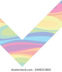 forma de icono de marca de verificación o marca de graduación con el color del arco iris en el interior, marca de graduación o marca de verificación Ilustración vectorial de iconos.