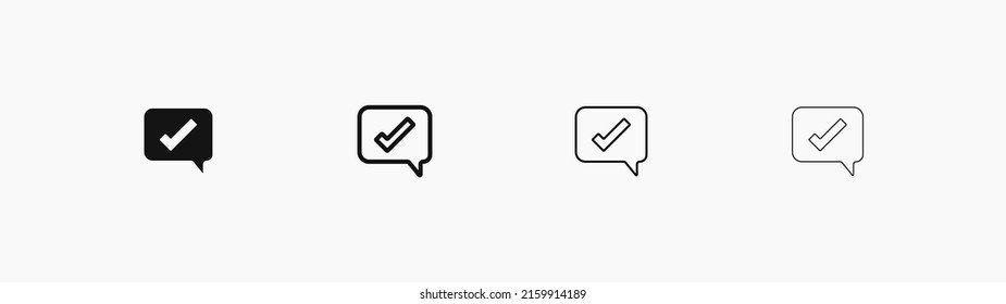Tick Check Mark in Speech Bubble vector Icon
