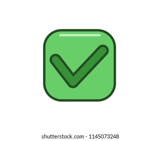 Tick, checkbox icon. Line colored vector illustration. Isolated on white background.