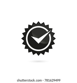 Tick checkered seal icon Black color isolated in white background