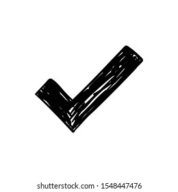 Tick checkmark doodle, approval symbol. Hand drawn check sketch.