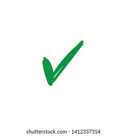 Tick Checkmark, Green Approval Check Mark Doodle. Hand Drawn Approval Icon.