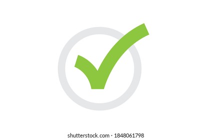 Tick checkmark vector icon. Green approval symbol. 
