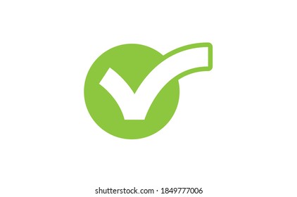 Tick checkmark vector icon. Green approval symbol. 