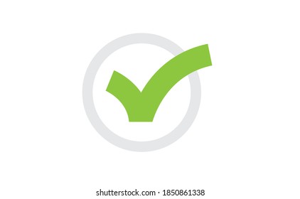 Tick checkmark vector icon. Green approval symbol. 