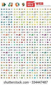 Tick concept mega set - arrow note time comma. Colorful geometric design, icon or company logo collection, vector illustration