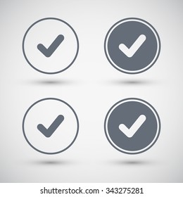 Tick, Confirm or Check mark icons. Vector illustration.