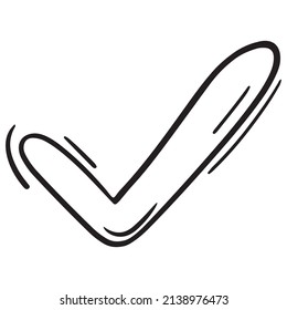 tick, consent, survey response, vector isolated element in doodle style, black outline, white background, business doodles