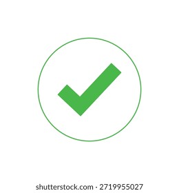 Marque el icono de ilustración verde correcto para el indicador de éxito de confirmación de Aprobación