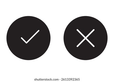 tick and cross button. set of green and red check box with yes and no sign. vector symbol on transparent background.