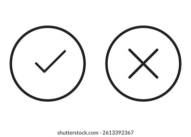 tick and cross button. set of green and red check box with yes and no sign. vector symbol on transparent background.