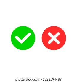 Tick and Cross check mark vector icons. Yes and Cross Icon. 
