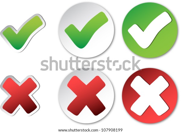 Tick Cross Check Mark Vector Stickers Stock Vector Royalty Free