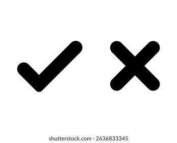 Tick and Cross checkmark vector icons in line style design for website design, app, UI, isolated on white background. Editable stroke.