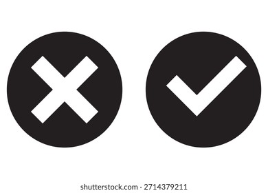 Tick and Cross checkmark vector icons in line style design for website design, app, UI, isolated on white background. Editable stroke. EPS 10 vector illustration.
