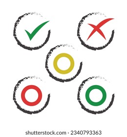  Tick, cross, checkmark and zero signs vector illustration