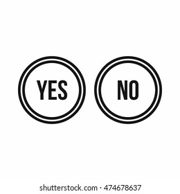 Tick and cross circle shape icon in outline style on a white background